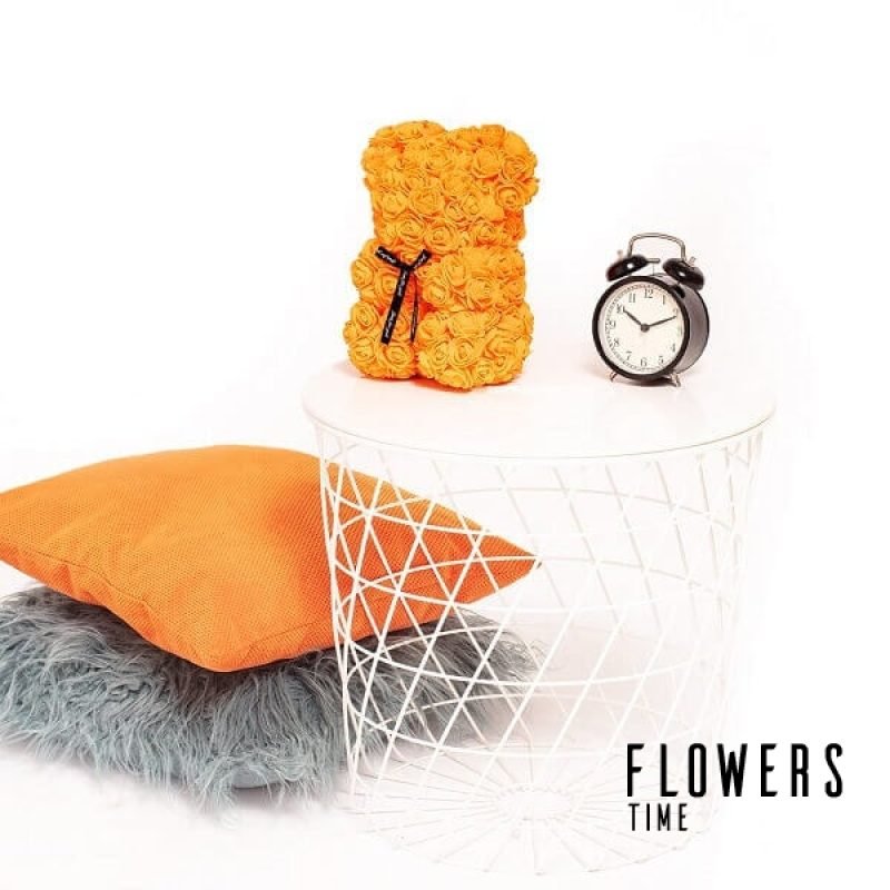 Oranžinės spalvos rožių meškinas dovanos valentino dienai