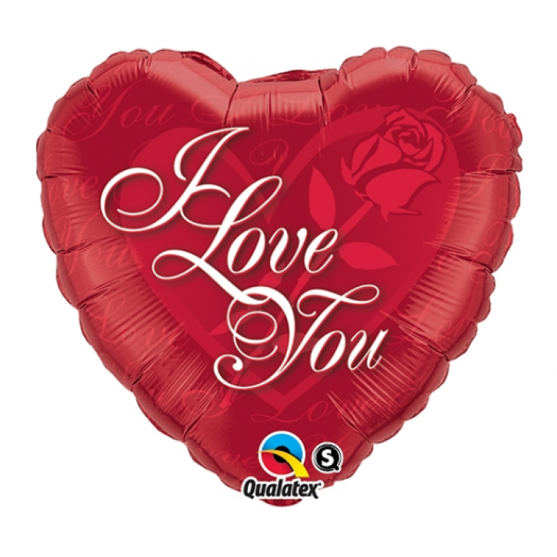 Raudonas helio balionas „I love you“